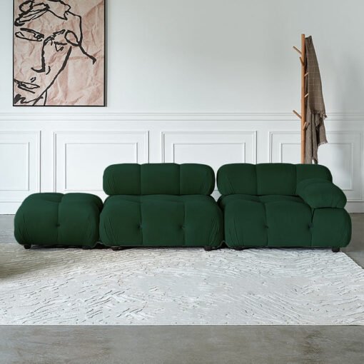 Green B&B Camaleonda Style Sofa, Two Seater, Three Seater, Two Seater Corner Sofa, Velvet - Image 4