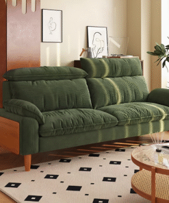 Rodríguez Two Seater, Three Seater, Four Seater Corduroy Sofa, Green, Ash Wood