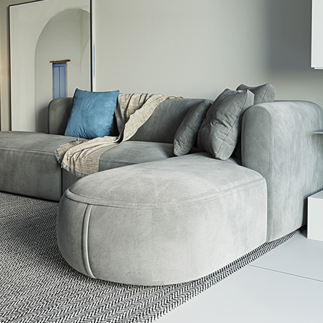 Isolde Three Seater Corner, Four Seater Corner Sofa, Grey Velvet - Image 3