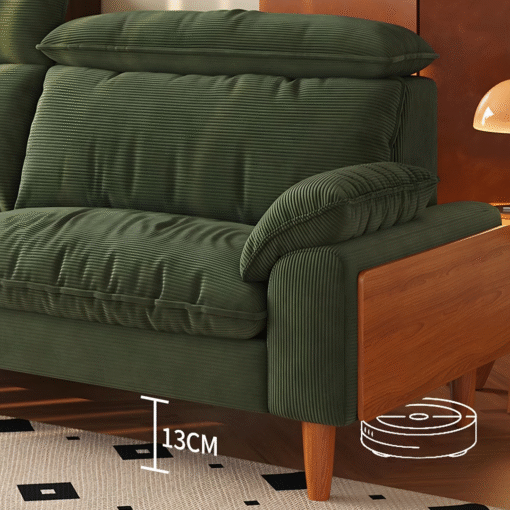 Rodríguez Two Seater, Three Seater, Four Seater Corduroy Sofa, Green, Ash Wood - Image 4