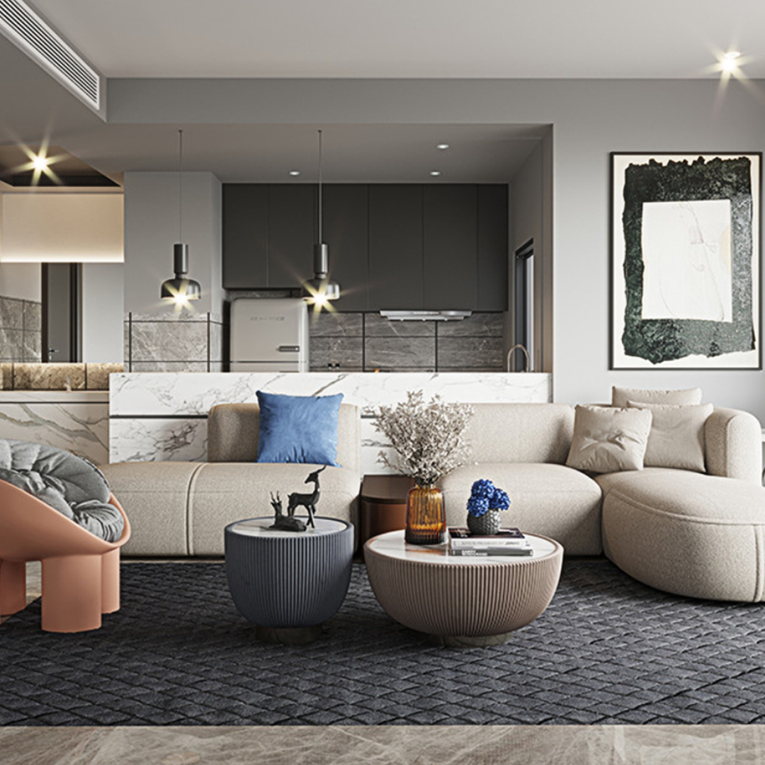 Isolde Three Seater Corner, Four Seater Corner Sofa, Grey Velvet - Image 5