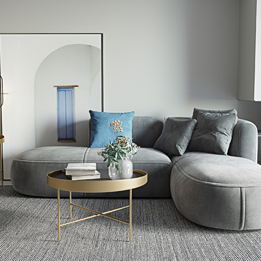 Isolde Three Seater Corner, Four Seater Corner Sofa, Grey Velvet - Image 6